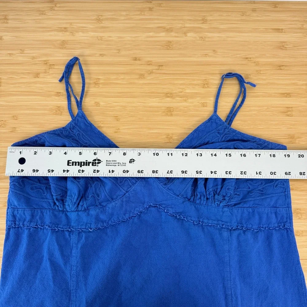 Scully Dress Womens XL Blue Embroidered Frayed Hem Sundress‎ Boho Gypsy Rustic
